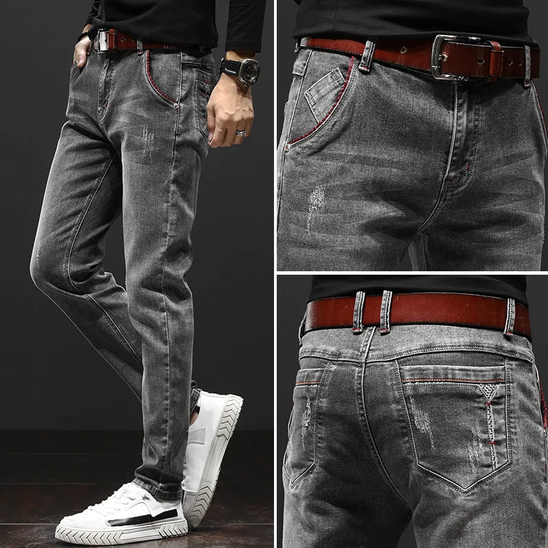 Men's casual jeans in cotton polyester spandex blend, youth pop style, available in multiple colours