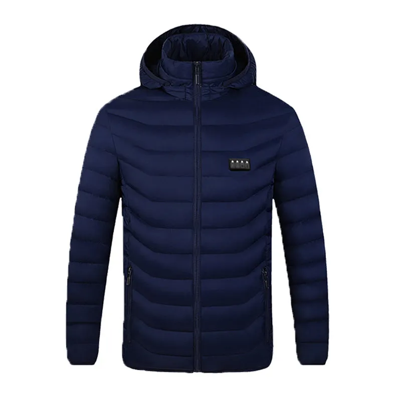 Winter smart heating cardigan for men and women in black, hooded, chemical fibre blend, sizes S to 6XL