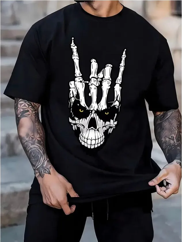 Cotton retro short sleeve t-shirt for men youth group work clothes black art sculpture design front view
