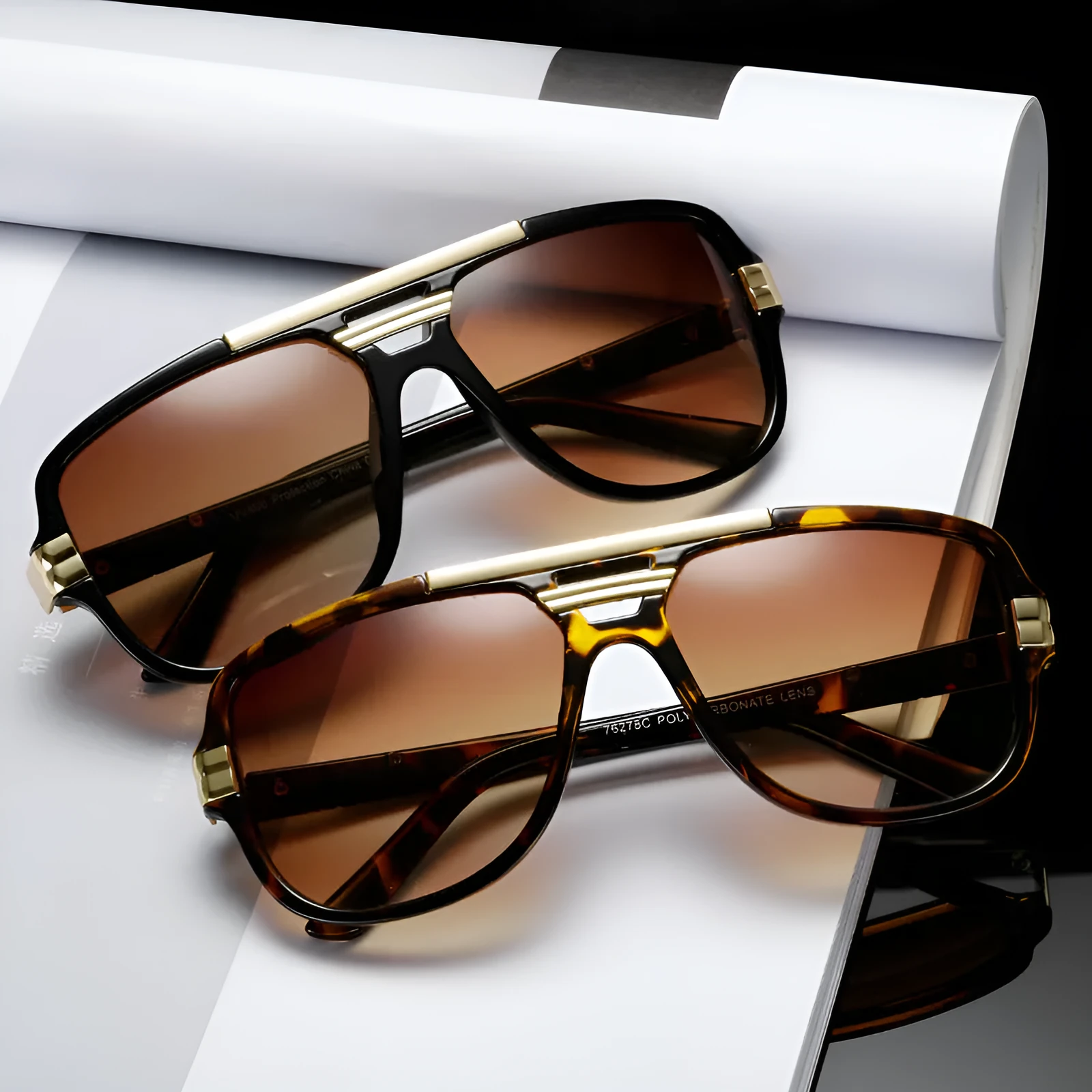 Unisex PC decorative optical glasses model 76278C in black frame and douhua frame colours