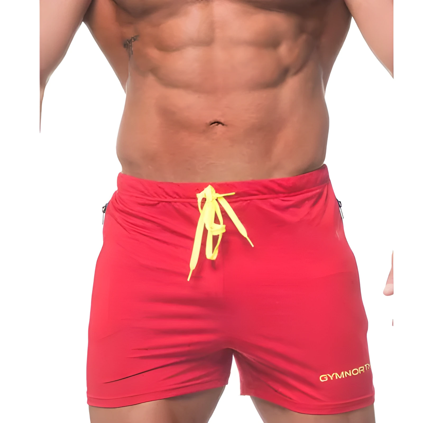 Mens quick-drying polyester blend swimming trunks in blue, with straight-leg design and nylon lining