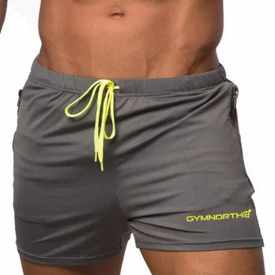 Mens quick-drying polyester blend swimming trunks in blue, with straight-leg design and nylon lining