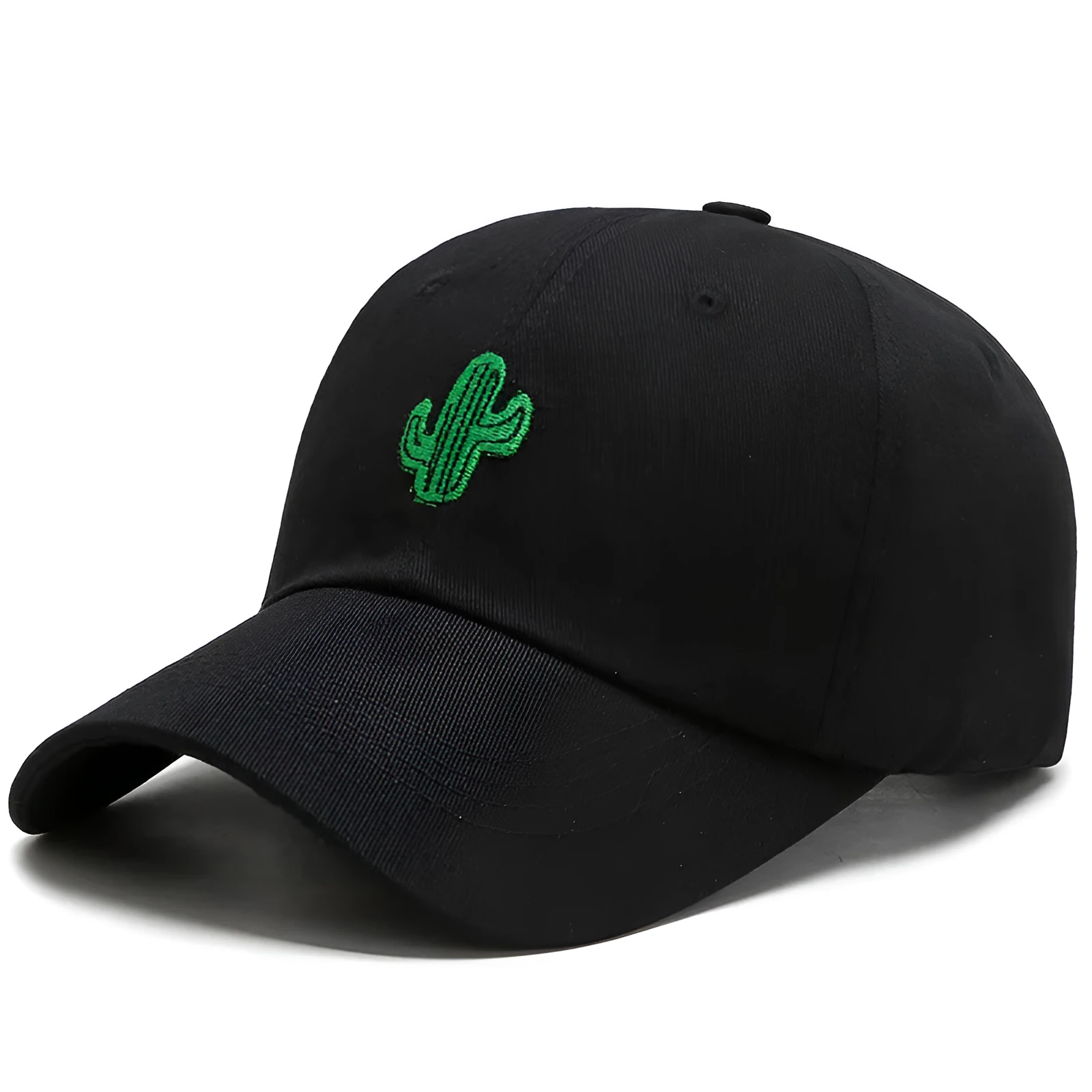 Cotton embroidered cartoon pattern baseball cap in black, white, and pink, adjustable size