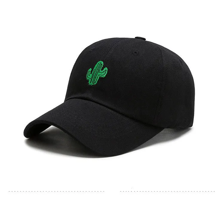 Cotton embroidered cartoon pattern baseball cap in black, white, and pink, adjustable size