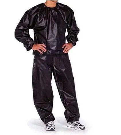 Heavy duty anti-rip PVC sauna suit unisex long sleeve black silver weight loss outdoor running