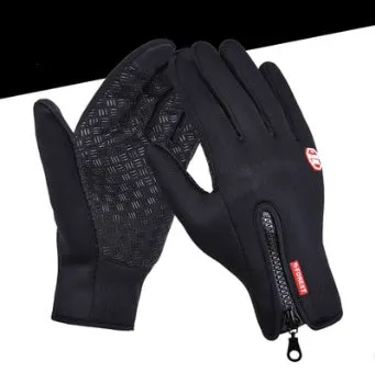 Windproof waterproof touch screen winter gloves with fleece lining and embossed pattern