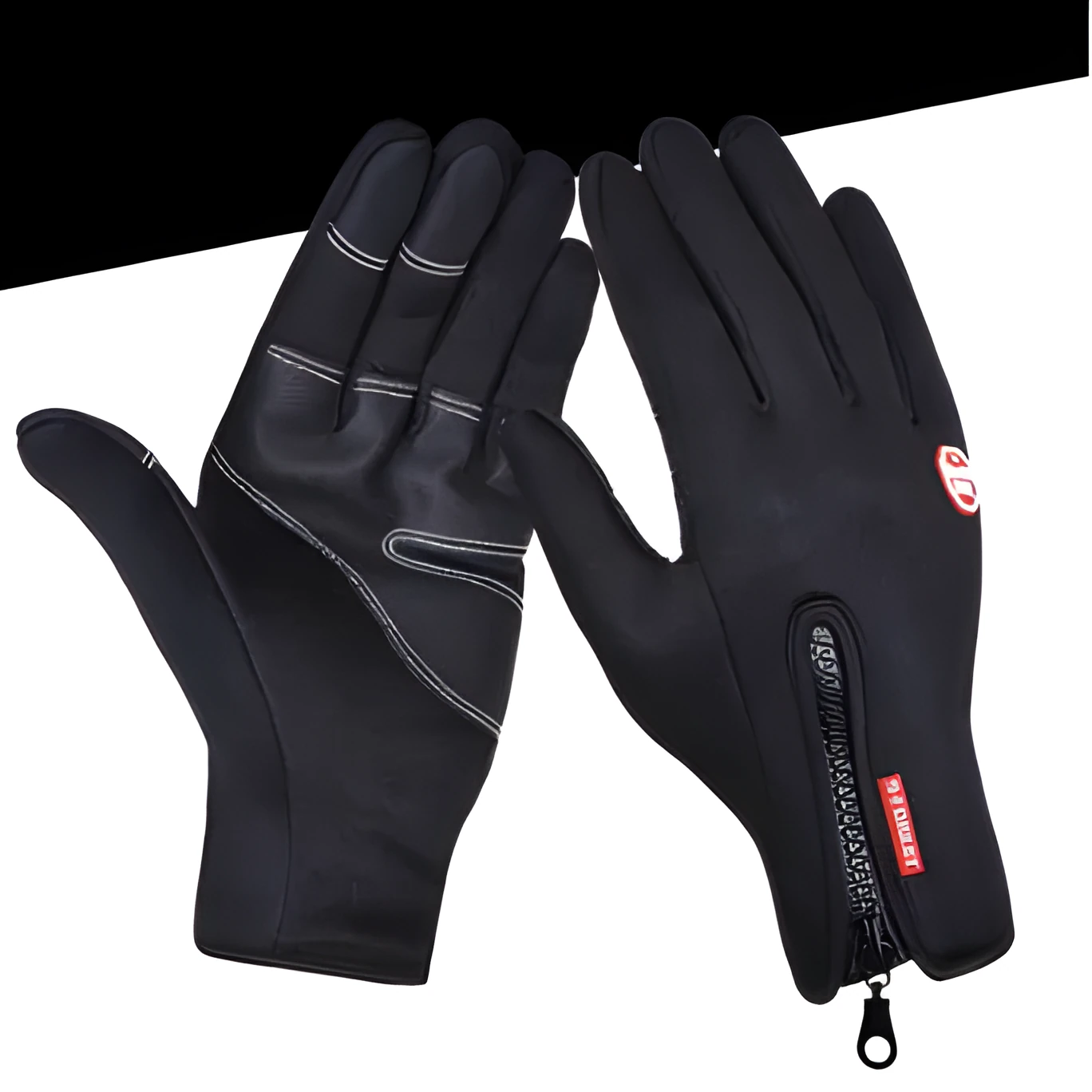 Windproof waterproof touch screen winter gloves with fleece lining and embossed pattern