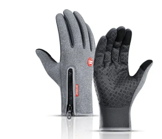 Windproof waterproof touch screen winter gloves with fleece lining and embossed pattern