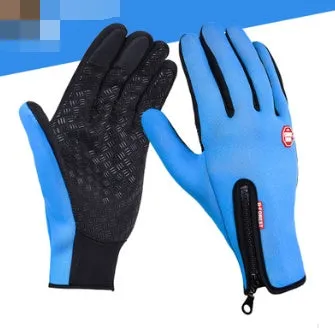 Windproof waterproof touch screen winter gloves with fleece lining and embossed pattern