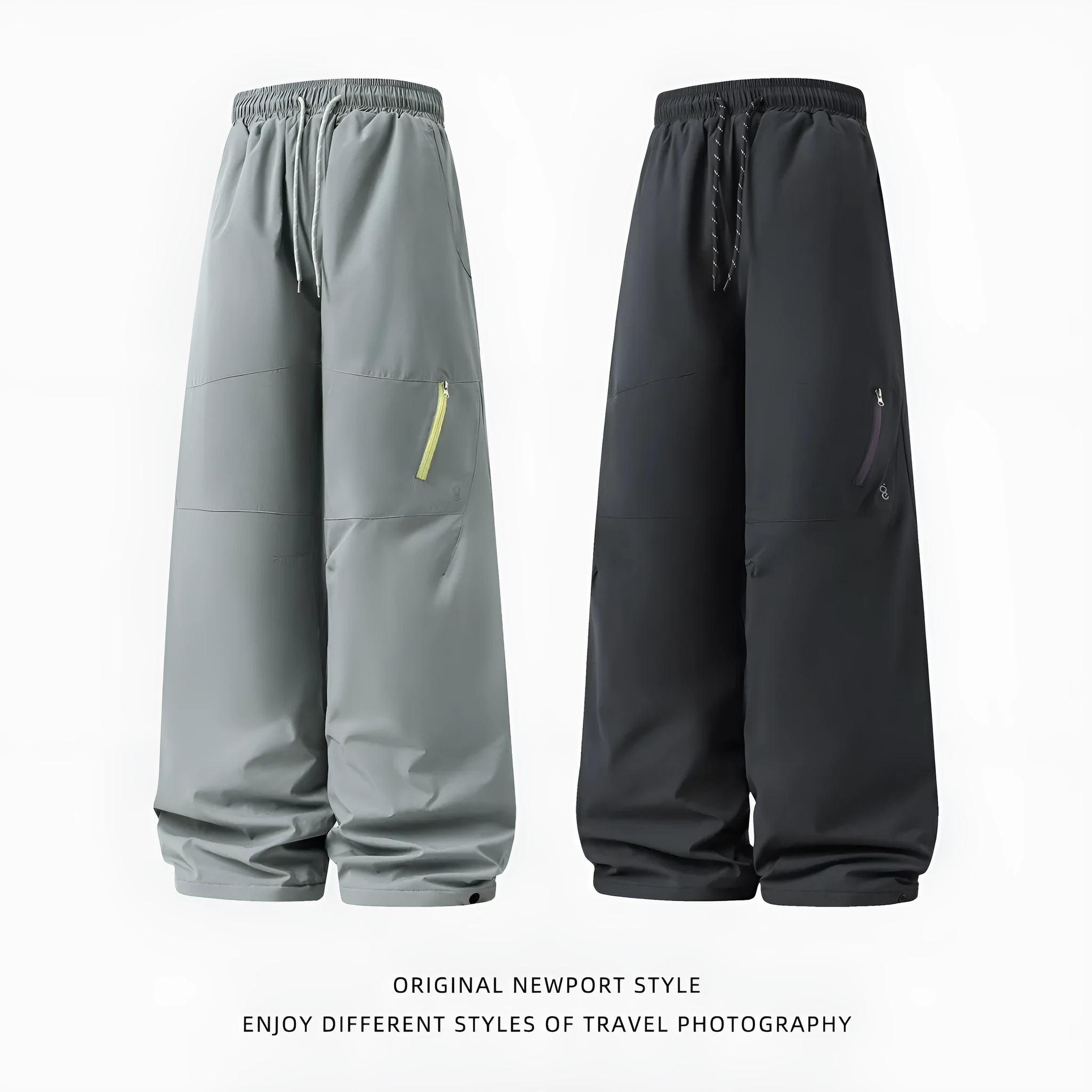 Warm thick straight leg sports trousers in carbon black – mid waist drawstring style with no fly, leisure basic fit