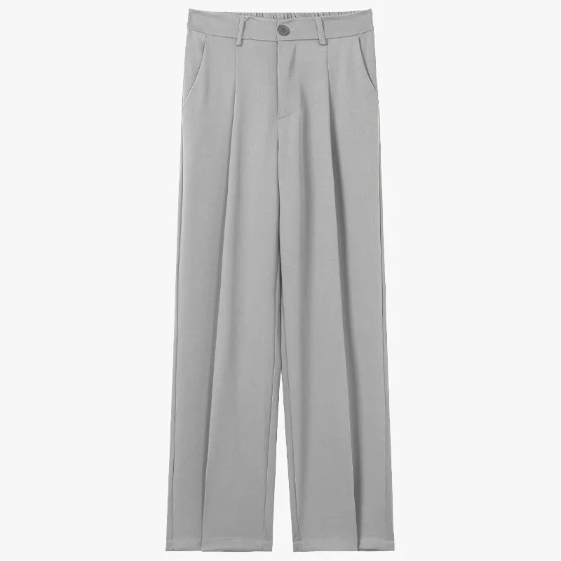 Men's polyester straight suit pants in black, draped style with straight leg, size range S to 8XL