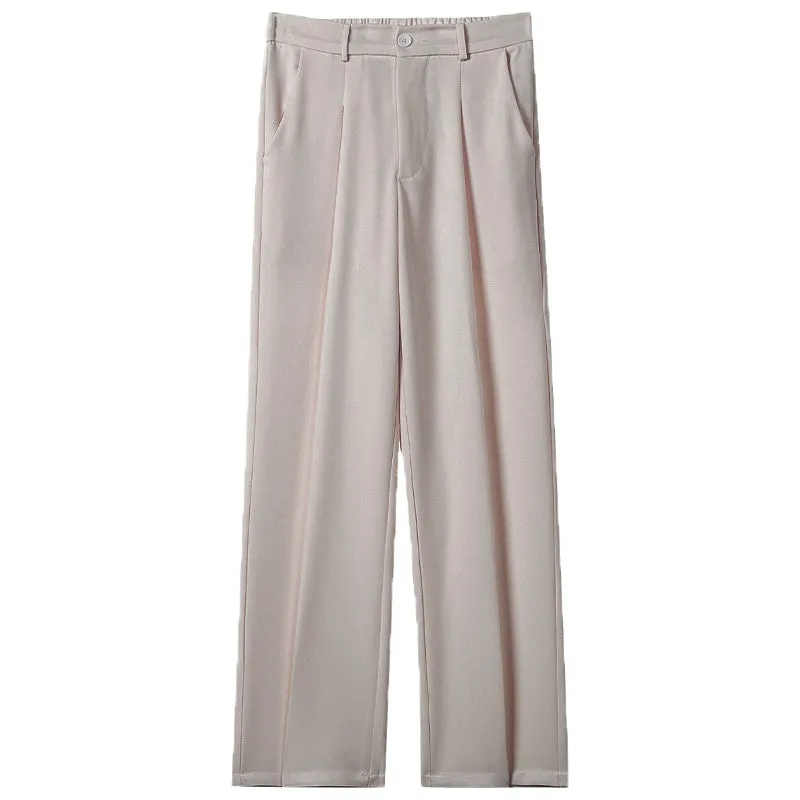 Men's polyester straight suit pants in black, draped style with straight leg, size range S to 8XL