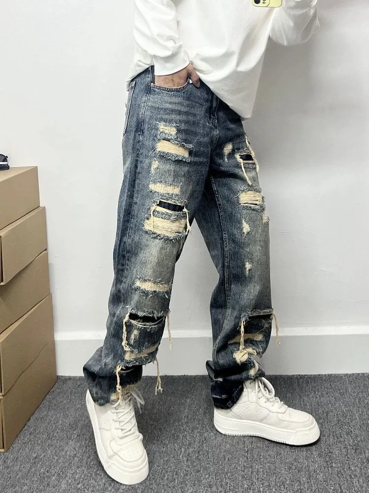 Light blue mid-waist zip-fly cotton denim jeans for teenagers