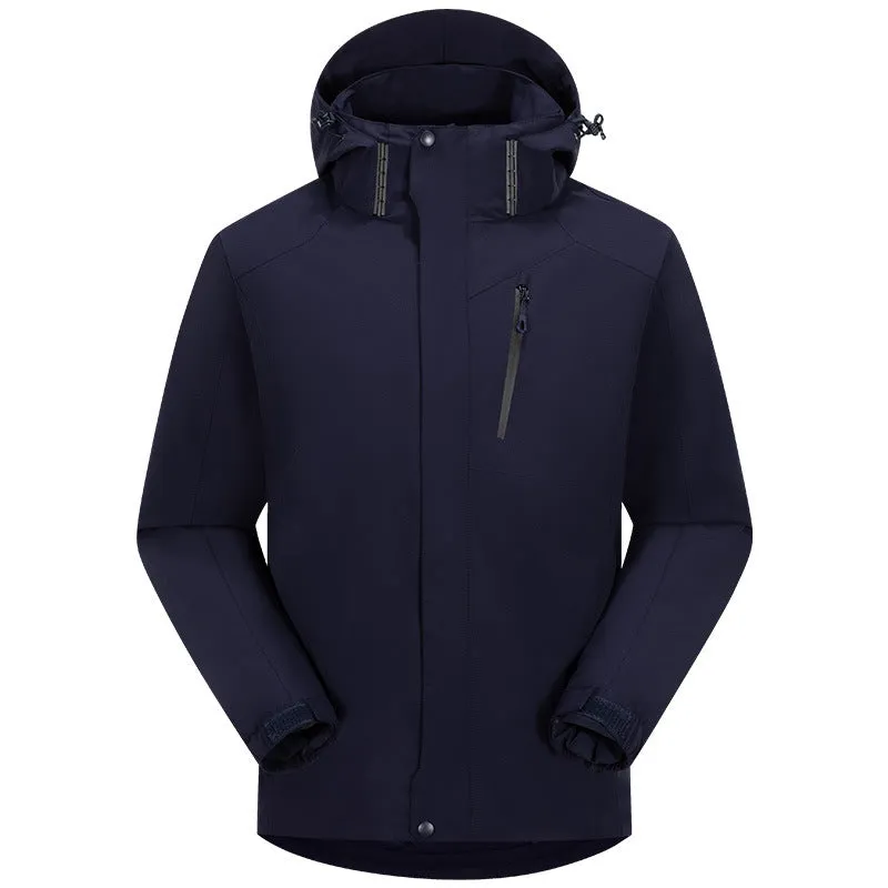 Men's three-in-one winter white down jacket in solid colour with hood and removable liner