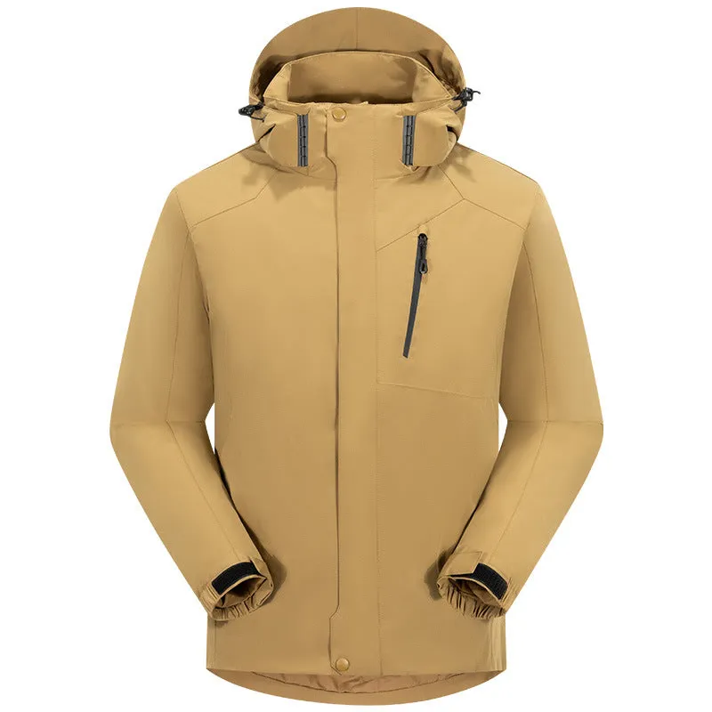 Men's three-in-one winter white down jacket in solid colour with hood and removable liner