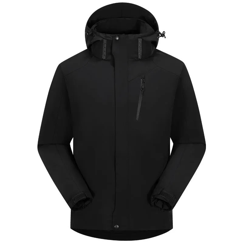 Men's three-in-one winter white down jacket in solid colour with hood and removable liner