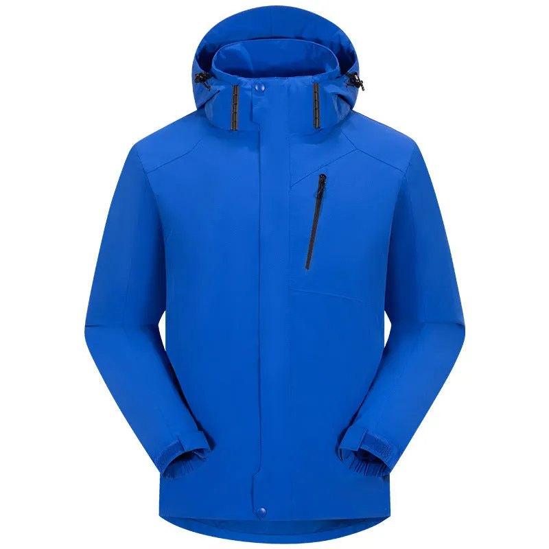 Men's three-in-one winter white down jacket in solid colour with hood and removable liner