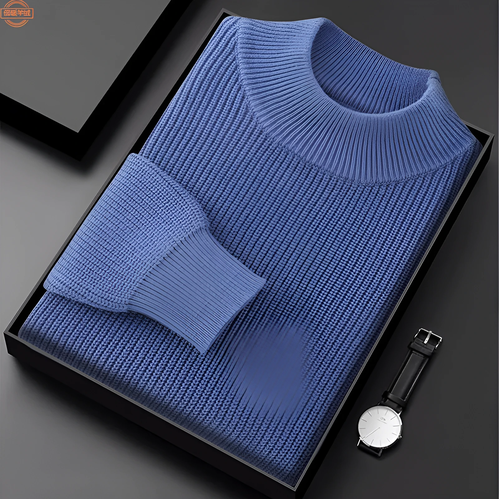 Men's half turtleneck diamond pattern thickened cotton pullover loose fit base layer in army green