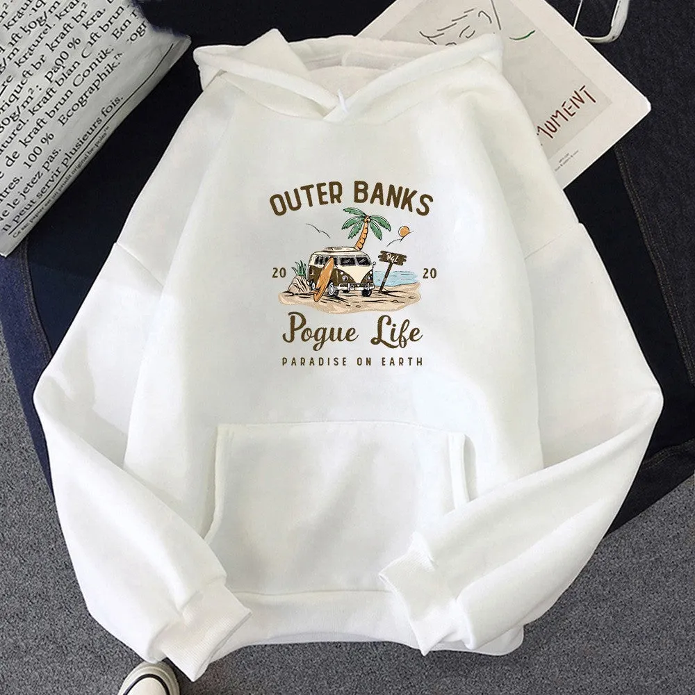 Bund Exploration hooded hoodie pullover with letter pattern for men and women, polyester fabric, long sleeves, available in multiple colours and sizes