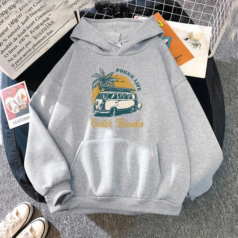 Bund Exploration hooded hoodie pullover with letter pattern for men and women, polyester fabric, long sleeves, available in multiple colours and sizes
