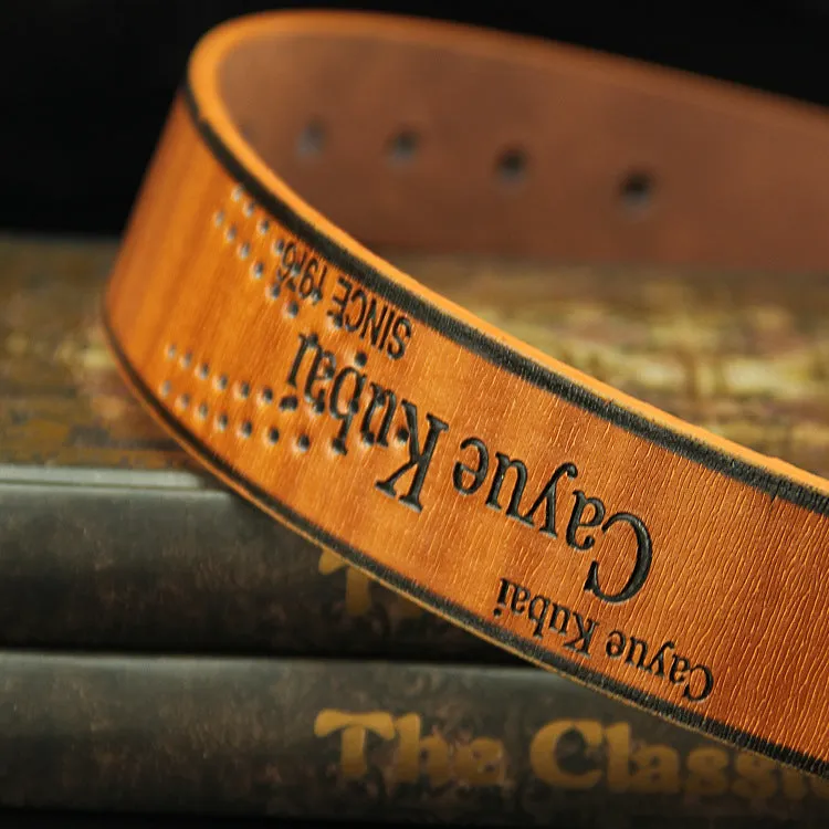 Men's retro hollow pin buckle belt with alloy D-shape buckle in brown, regular width 2-4cm