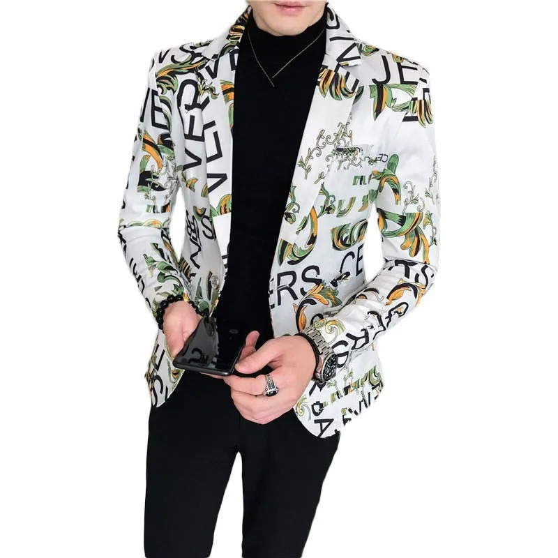 Men's Korean style chemical fibre blended suit with hidden pocket and round hem in black colour