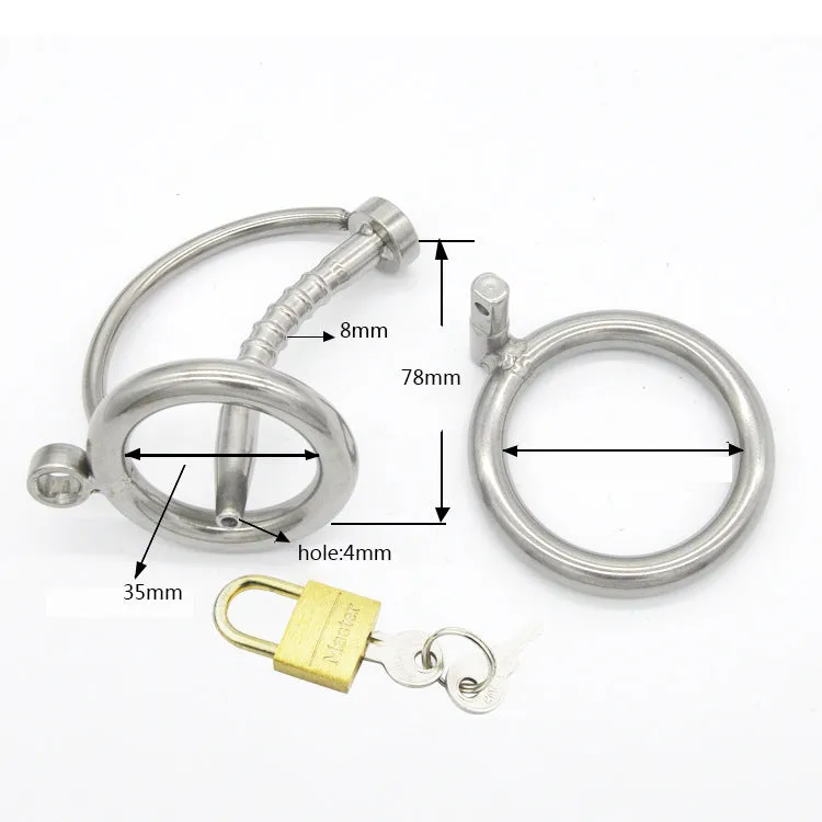 Men's stainless steel chastity device CB6000 with catheter and three ring sizes