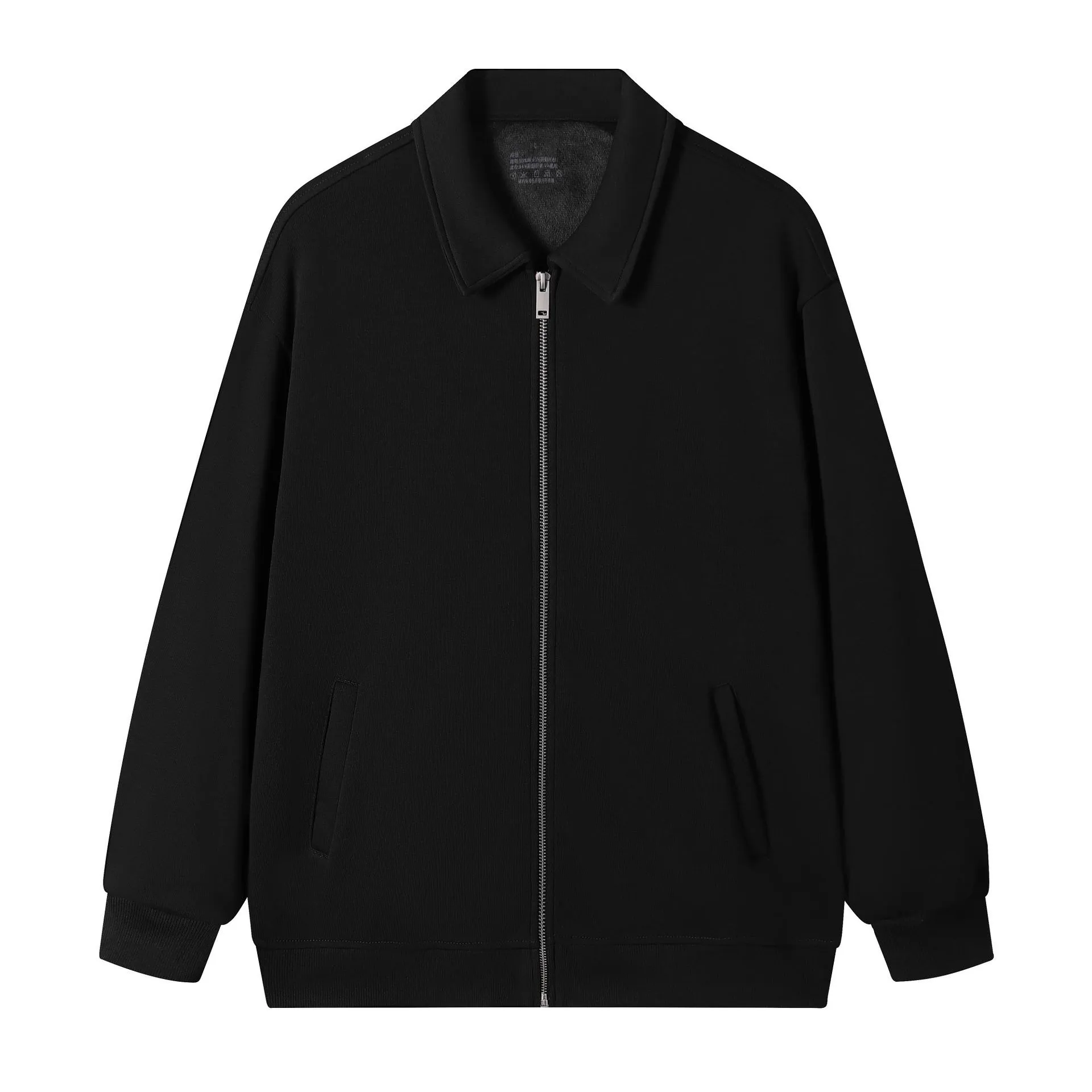 Japanese retro heavyweight 420g silver fox fleece zip-up jacket in heather gray, loose fit with lapel collar