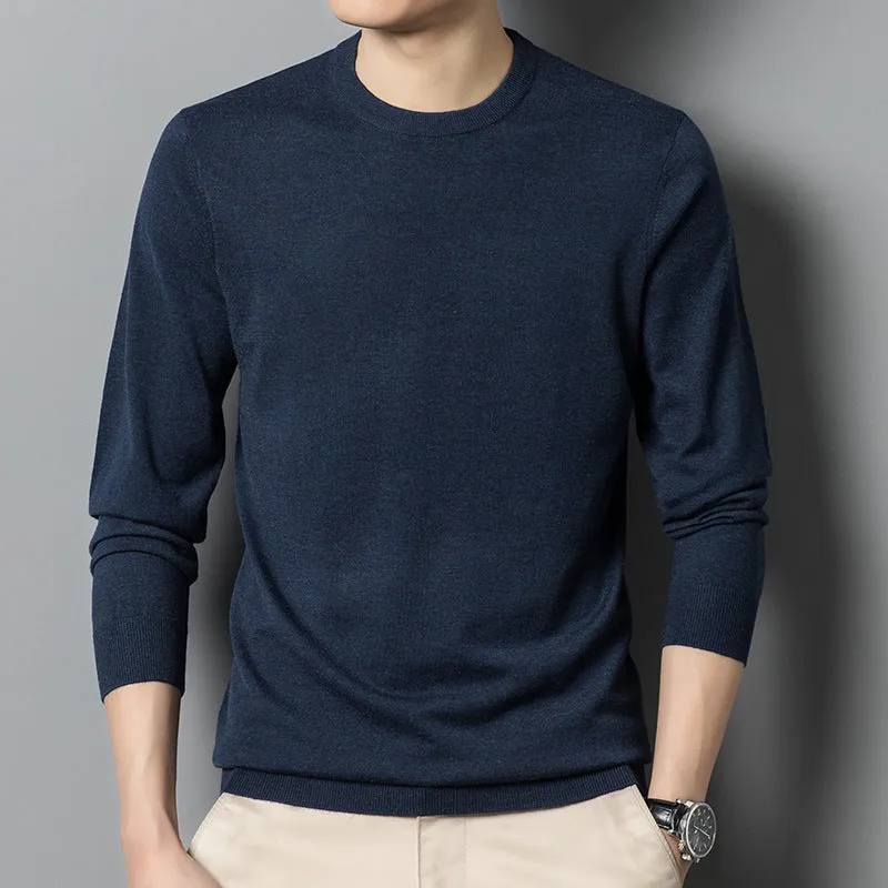 Men's fine yarn heavy sweater in light blue – pullover style for autumn winter – size M to 4XL