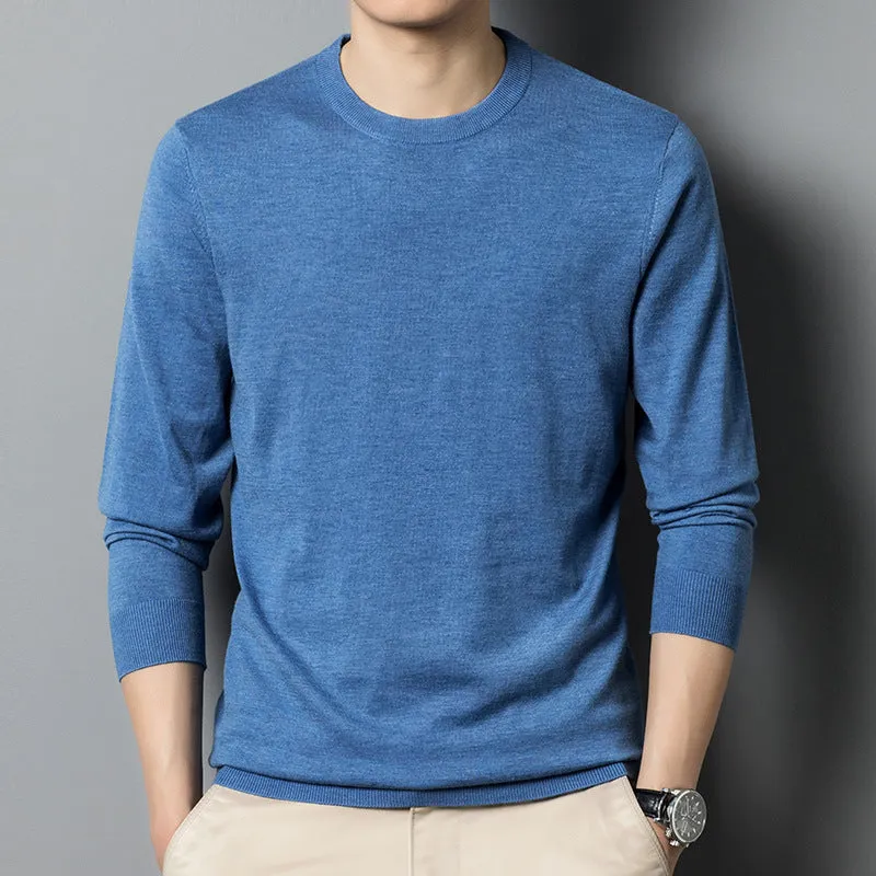 Men's fine yarn heavy sweater in light blue – pullover style for autumn winter – size M to 4XL