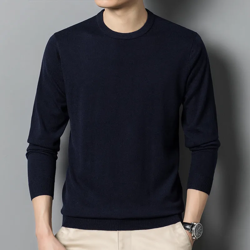 Men's fine yarn heavy sweater in light blue – pullover style for autumn winter – size M to 4XL