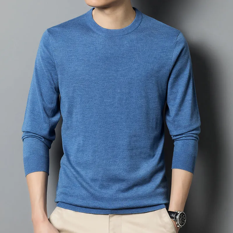 Men's fine yarn heavy sweater in light blue – pullover style for autumn winter – size M to 4XL