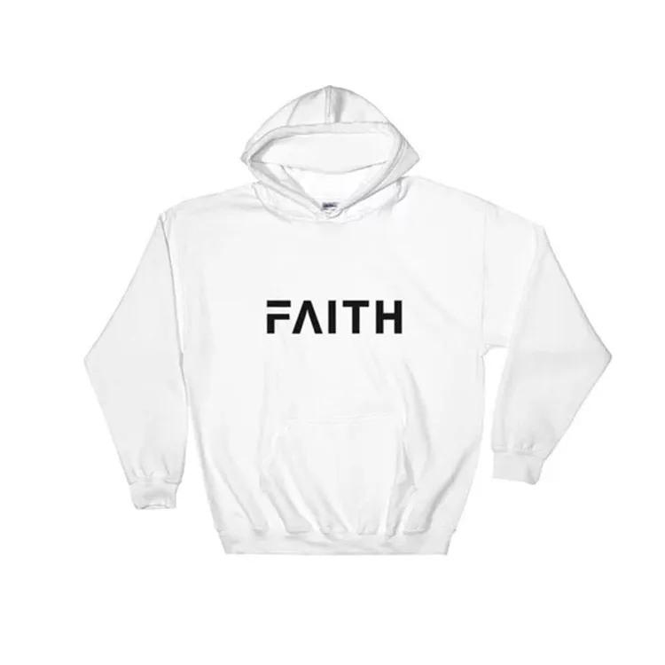 Faith Letter Print Women Hoodie cotton blend crew neck pullover in five colours