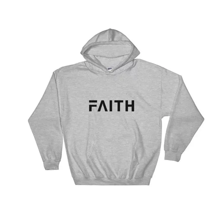 Faith Letter Print Women Hoodie cotton blend crew neck pullover in five colours