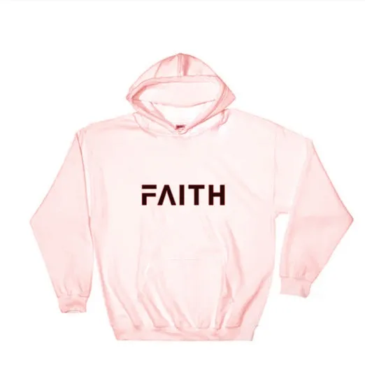 Faith Letter Print Women Hoodie cotton blend crew neck pullover in five colours