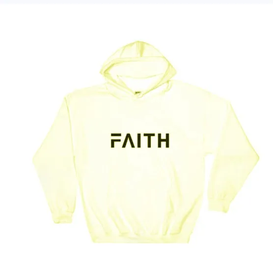 Faith Letter Print Women Hoodie cotton blend crew neck pullover in five colours