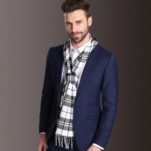 Men tartan polypropylene shawl scarf with plaid pattern, 180cm length, 70cm width