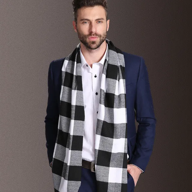 Men tartan polypropylene shawl scarf with plaid pattern, 180cm length, 70cm width