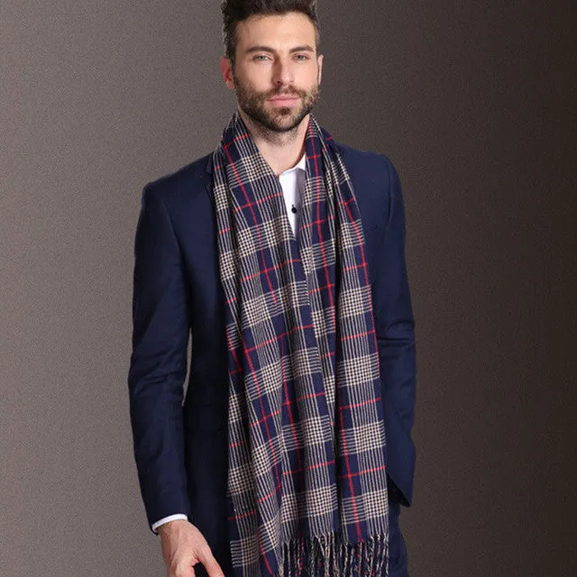 Men tartan polypropylene shawl scarf with plaid pattern, 180cm length, 70cm width
