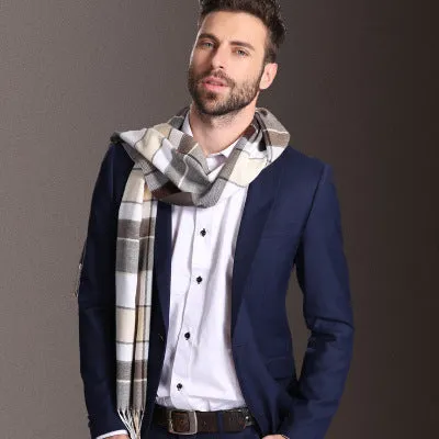 Men tartan polypropylene shawl scarf with plaid pattern, 180cm length, 70cm width