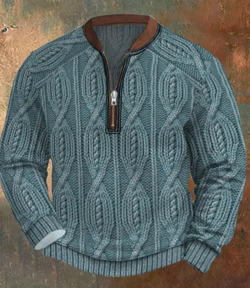 Men's casual checkered printed half zip hoodie loose fit polyester cardigan street tide style