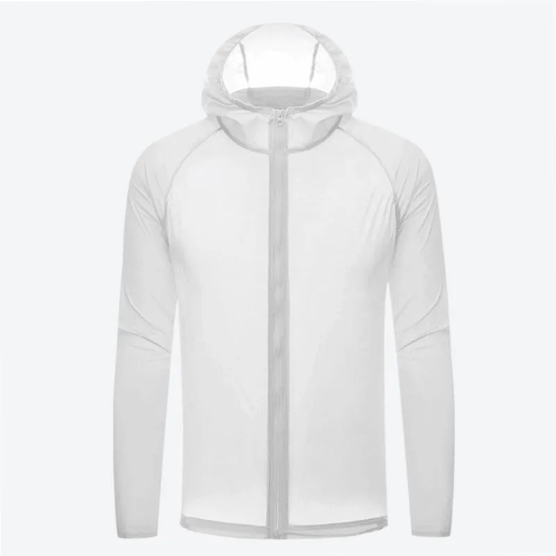 Sun protection shell jacket for women and men in solid colour, hooded nylon quick-dry waterproof windproof reflective outdoor coat