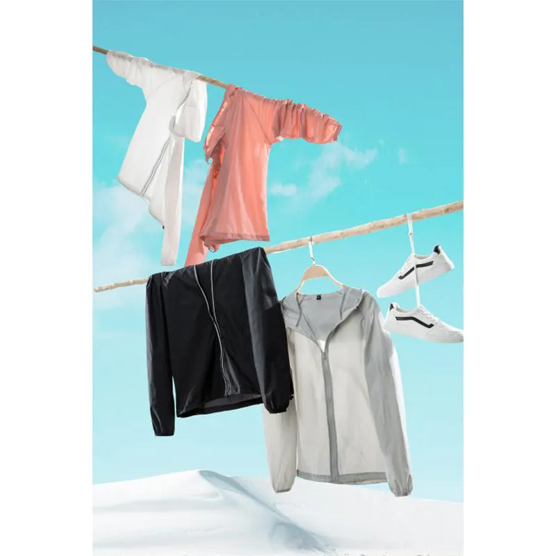 Sun protection shell jacket for women and men in solid colour, hooded nylon quick-dry waterproof windproof reflective outdoor coat