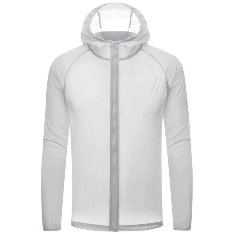 Sun protection shell jacket for women and men in solid colour, hooded nylon quick-dry waterproof windproof reflective outdoor coat