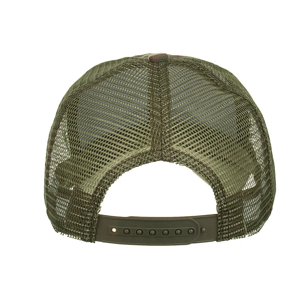 Cotton camouflage mesh baseball cap for men with lengthened brim in Army Green
