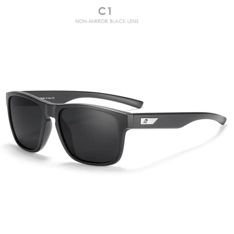 Men's polarised sunglasses with TAC lenses and plastic frame in multiple colour options for outdoor sun protection