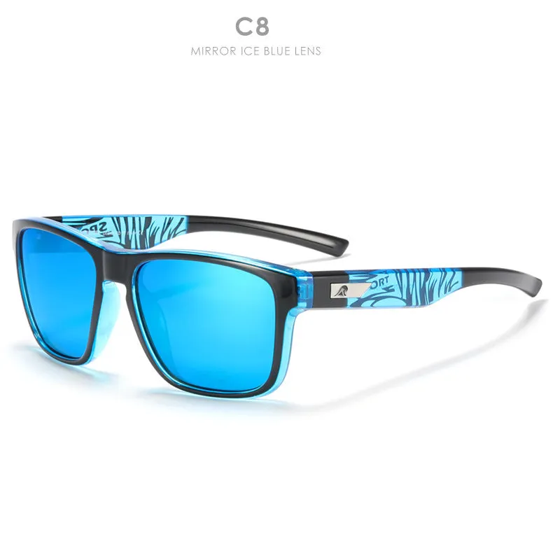 Men's polarised sunglasses with TAC lenses and plastic frame in multiple colour options for outdoor sun protection