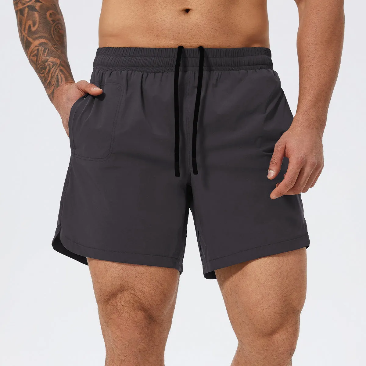 Men's nylon sports shorts in black, grey, red or blue for basketball tennis running
