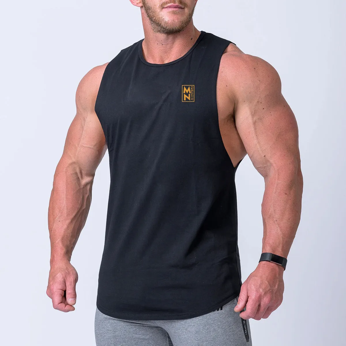 Men's cotton sleeveless fitness vest in white for training or basketball