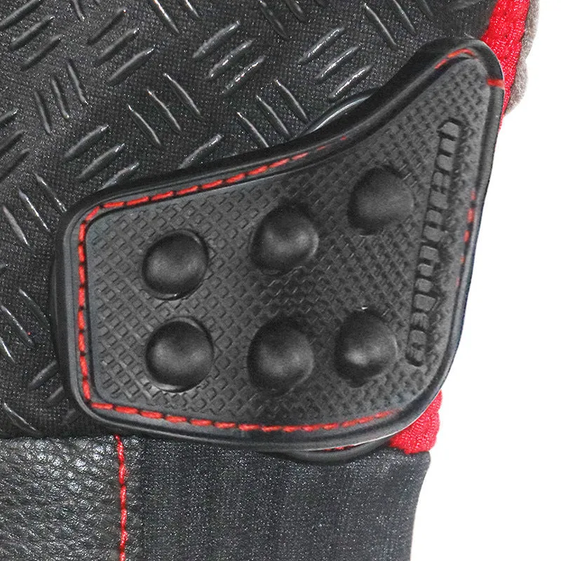 Madbike half finger motorcycle gloves for men in black, blue, and red on a neutral background showing the open-finger design.